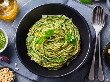 Spinach pasta with Turkish Style Labneh